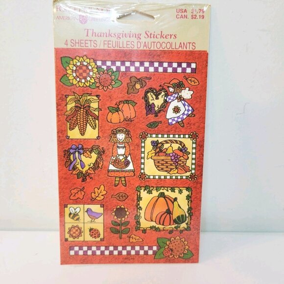 Vtg American Greetings Autumn Fall Pumpkins Country Gourds 4 Sticker Sheets - Picture 1 of 4